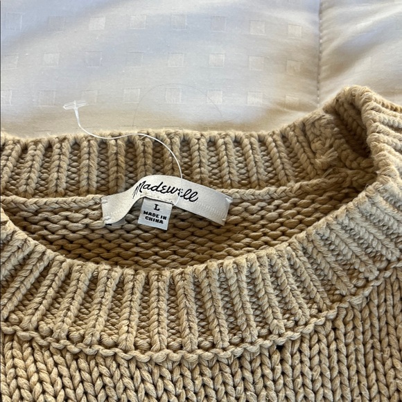 Madewell Women's Tan and Blue Striped Sweater - Picture 5 of 6